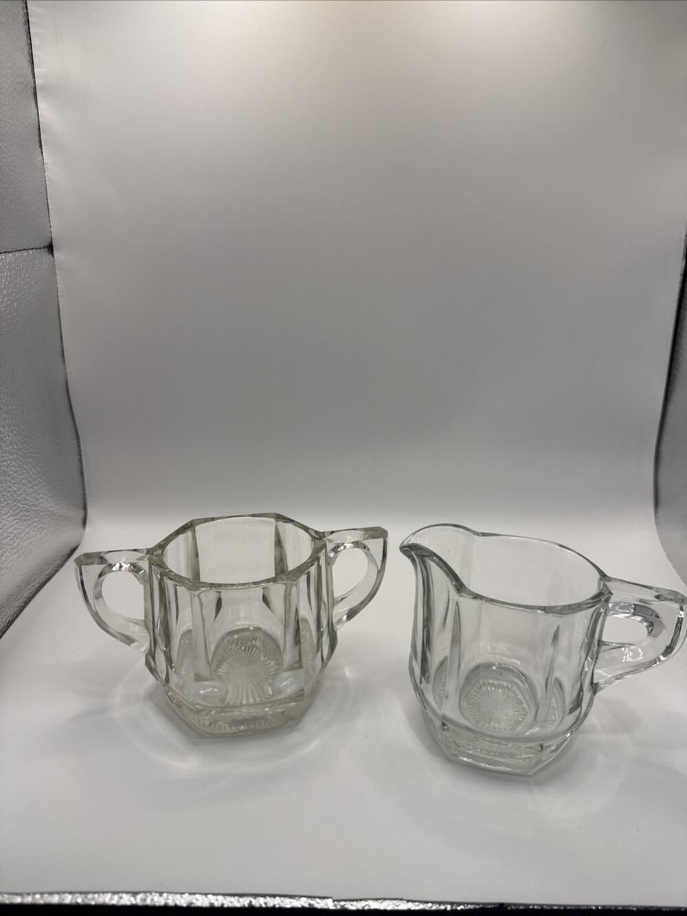 Vintage EAPG Indiana Glass #165 Hexagonal Cream and Sugar Set